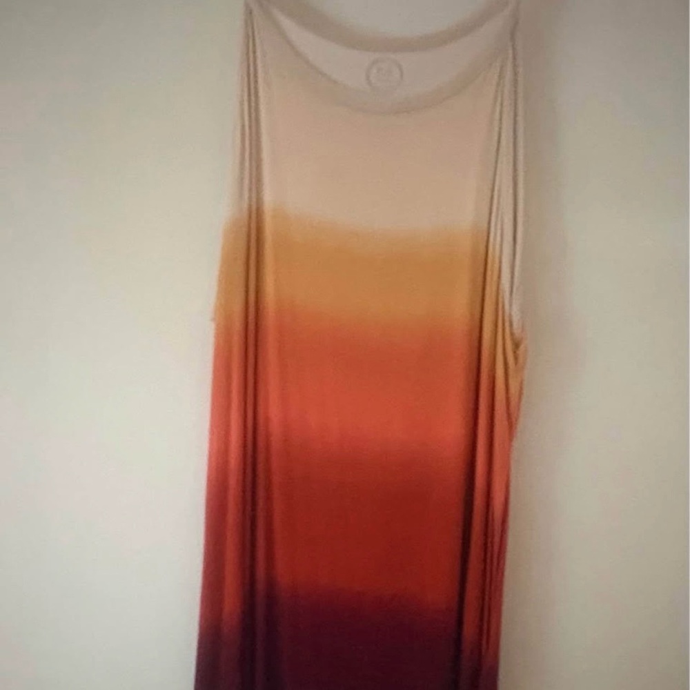 Maurices Sleeveless Ombre Maxi Dress in Cream, Orange, Burgundy